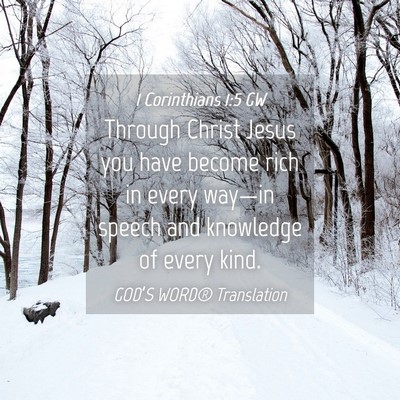 Picture 04 - 1 Corinthians 1:5 GW - Through Christ Jesus you have become rich in - Bible Verse Picture