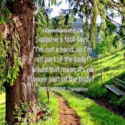 Picture 04 - 1 Corinthians 12:15 GW - Suppose a foot says, “I’m not a hand, so - Bible Verse Picture