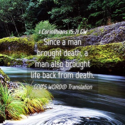 Picture 04 - 1 Corinthians 15:21 GW - Since a man brought death, a man also brought - Bible Verse Picture