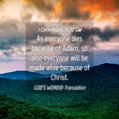 Picture 04 - 1 Corinthians 15:22 GW - As everyone dies because of Adam, so also - Bible Verse Picture