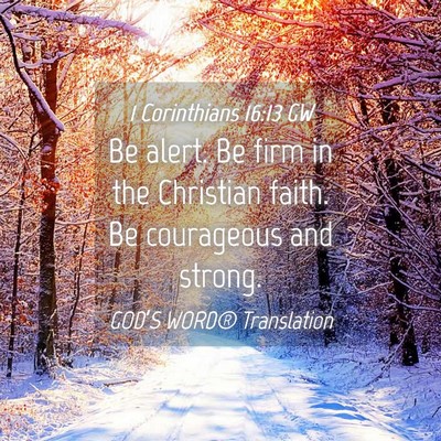 Picture 04 - 1 Corinthians 16:13 GW - Be alert. Be firm in the Christian faith. Be - Bible Verse Picture