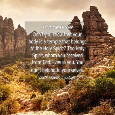 Picture 04 - 1 Corinthians 6:19 GW - Don’t you know that your body is a temple that - Bible Verse Picture