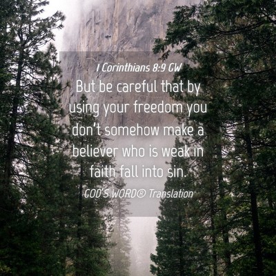 Picture 04 - 1 Corinthians 8:9 GW - But be careful that by using your freedom you - Bible Verse Picture