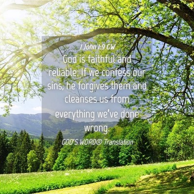 Picture 04 - 1 John 1:9 GW - God is faithful and reliable. If we confess our - Bible Verse Picture