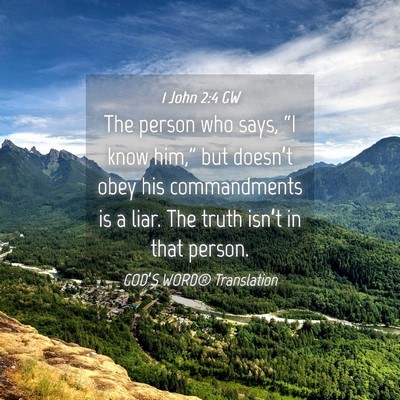 Picture 04 - 1 John 2:4 GW - The person who says, “I know him,” but - Bible Verse Picture