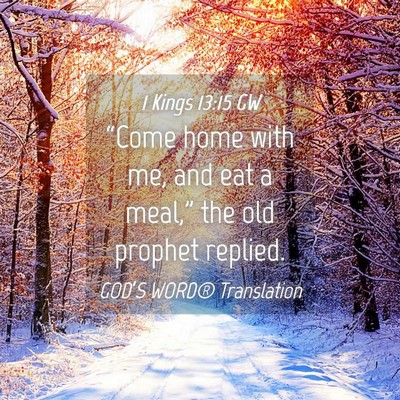 Picture 04 - 1 Kings 13:15 GW - “Come home with me, and eat a meal,” the old - Bible Verse Picture