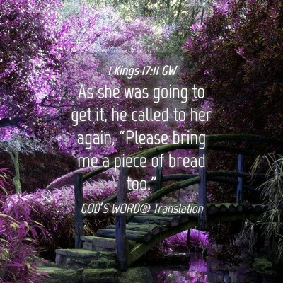 Picture 04 - 1 Kings 17:11 GW - As she was going to get it, he called to her - Bible Verse Picture