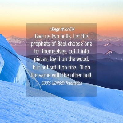 Picture 04 - 1 Kings 18:23 GW - Give us two bulls. Let the prophets of Baal - Bible Verse Picture