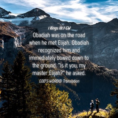 Picture 04 - 1 Kings 18:7 GW - Obadiah was on the road when he met Elijah. - Bible Verse Picture