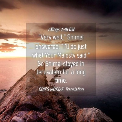 Picture 04 - 1 Kings 2:38 GW - “Very well,” Shimei answered. “I’ll do - Bible Verse Picture
