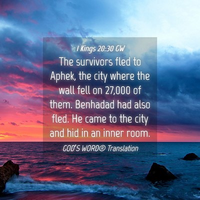 Picture 04 - 1 Kings 20:30 GW - The survivors fled to Aphek, the city where the - Bible Verse Picture