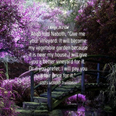 Picture 04 - 1 Kings 21:2 GW - Ahab told Naboth, “Give me your vineyard. It - Bible Verse Picture