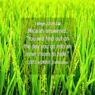 Picture 04 - 1 Kings 22:25 GW - Micaiah answered, “You will find out on the day - Bible Verse Picture