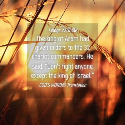 Picture 04 - 1 Kings 22:31 GW - The king of Aram had given orders to the 32 - Bible Verse Picture