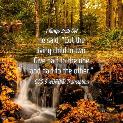 Picture 04 - 1 Kings 3:25 GW - he said, “Cut the living child in two. Give - Bible Verse Picture