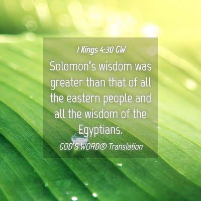 Picture 04 - 1 Kings 4:30 GW - Solomon’s wisdom was greater than that of all - Bible Verse Picture