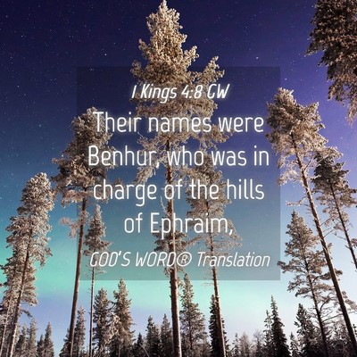 Picture 04 - 1 Kings 4:8 GW - Their names were Benhur, who was in charge of the - Bible Verse Picture