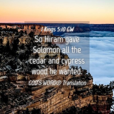 Picture 04 - 1 Kings 5:10 GW - So Hiram gave Solomon all the cedar and cypress - Bible Verse Picture