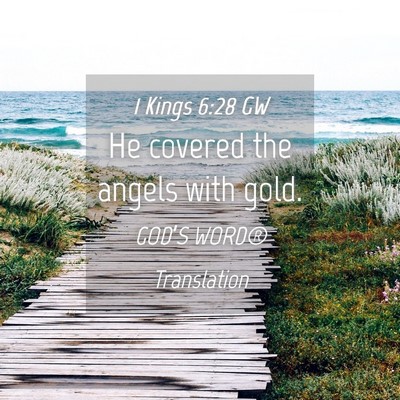 Picture 04 - 1 Kings 6:28 GW - He covered the angels with - Bible Verse Picture