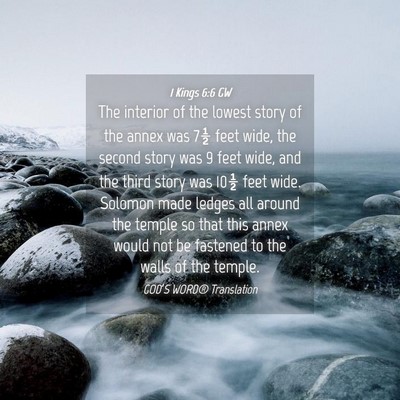 Picture 04 - 1 Kings 6:6 GW - The interior of the lowest story of the annex was - Bible Verse Picture