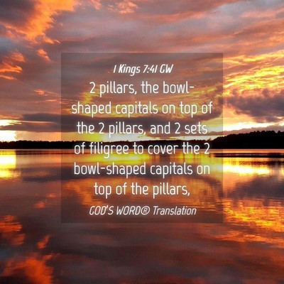 Picture 04 - 1 Kings 7:41 GW - 2 pillars, the bowl-shaped capitals on top of the - Bible Verse Picture