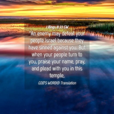 Picture 04 - 1 Kings 8:33 GW - “An enemy may defeat your people Israel because - Bible Verse Picture