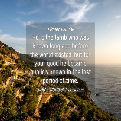 Picture 04 - 1 Peter 1:20 GW - He is the lamb who was known long ago before the - Bible Verse Picture