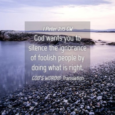Picture 04 - 1 Peter 2:15 GW - God wants you to silence the ignorance of foolish - Bible Verse Picture