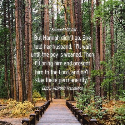 Picture 04 - 1 Samuel 1:22 GW - But Hannah didn’t go. She told her husband, - Bible Verse Picture