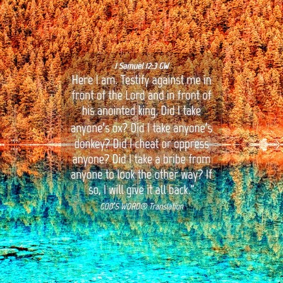 Picture 04 - 1 Samuel 12:3 GW - Here I am. Testify against me in front of the - Bible Verse Picture