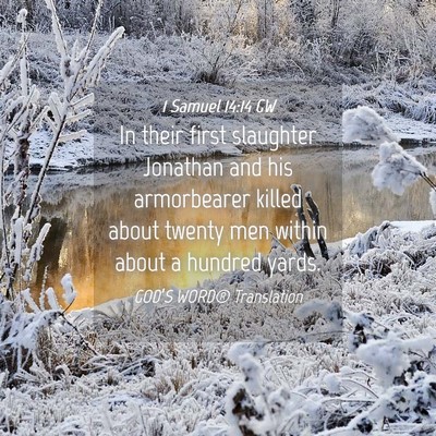 Picture 04 - 1 Samuel 14:14 GW - In their first slaughter Jonathan and his - Bible Verse Picture