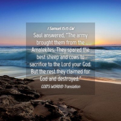 Picture 04 - 1 Samuel 15:15 GW - Saul answered, “The army brought them from the - Bible Verse Picture