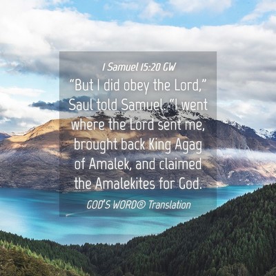 Picture 04 - 1 Samuel 15:20 GW - “But I did obey the Lord,” Saul told Samuel. - Bible Verse Picture