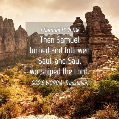 Picture 04 - 1 Samuel 15:31 GW - Then Samuel turned and followed Saul, and Saul - Bible Verse Picture