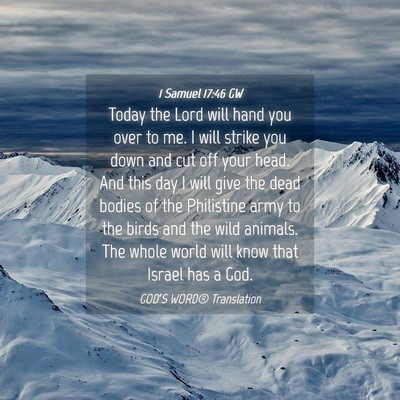 Picture 04 - 1 Samuel 17:46 GW - Today the Lord will hand you over to me. I will - Bible Verse Picture