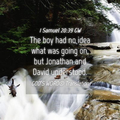 Picture 04 - 1 Samuel 20:39 GW - The boy had no idea what was going on, but - Bible Verse Picture