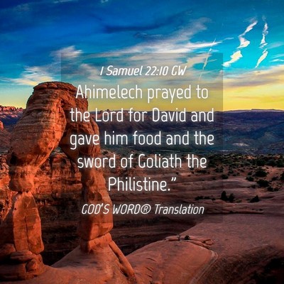 Picture 04 - 1 Samuel 22:10 GW - Ahimelech prayed to the Lord for David and gave - Bible Verse Picture