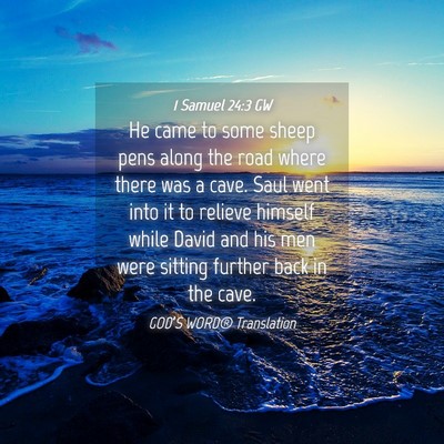 Picture 04 - 1 Samuel 24:3 GW - He came to some sheep pens along the road where - Bible Verse Picture