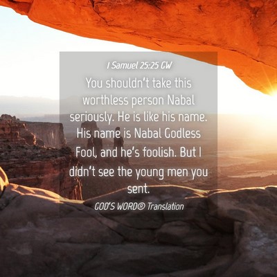 Picture 04 - 1 Samuel 25:25 GW - You shouldn’t take this worthless person Nabal - Bible Verse Picture