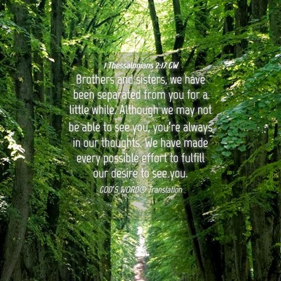 Picture 04 - 1 Thessalonians 2:17 GW - Brothers and sisters, we have been separated from - Bible Verse Picture
