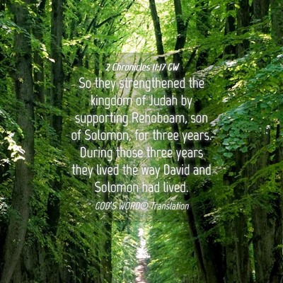 Picture 04 - 2 Chronicles 11:17 GW - So they strengthened the kingdom of Judah by - Bible Verse Picture