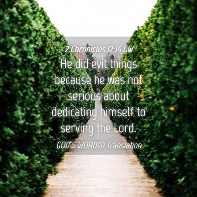 Picture 04 - 2 Chronicles 12:14 GW - He did evil things because he was not serious - Bible Verse Picture
