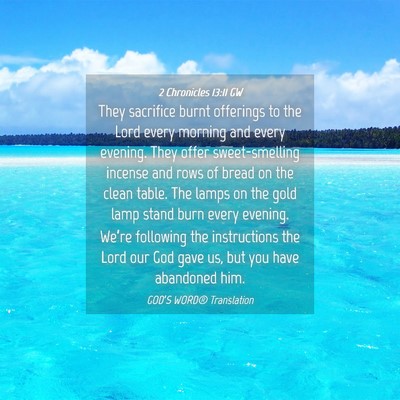Picture 04 - 2 Chronicles 13:11 GW - They sacrifice burnt offerings to the Lord every - Bible Verse Picture