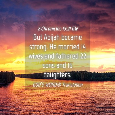 Picture 04 - 2 Chronicles 13:21 GW - But Abijah became strong. He married 14 wives and - Bible Verse Picture