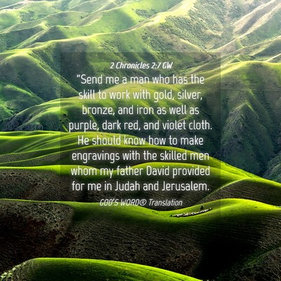 Picture 04 - 2 Chronicles 2:7 GW - “Send me a man who has the skill to work with - Bible Verse Picture
