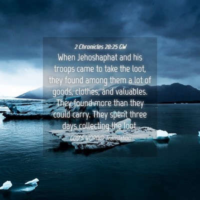 Picture 04 - 2 Chronicles 20:25 GW - When Jehoshaphat and his troops came to take the - Bible Verse Picture