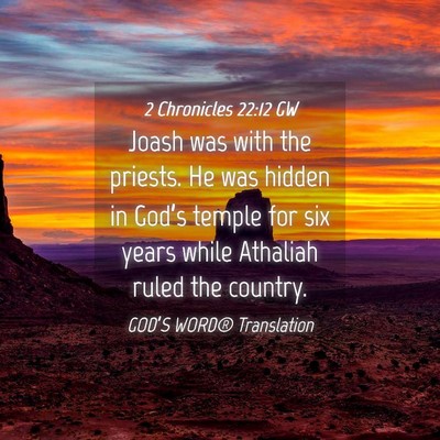 Picture 04 - 2 Chronicles 22:12 GW - Joash was with the priests. He was hidden in - Bible Verse Picture