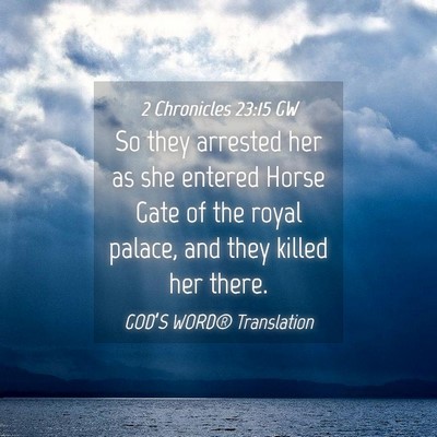 Picture 04 - 2 Chronicles 23:15 GW - So they arrested her as she entered Horse Gate of - Bible Verse Picture