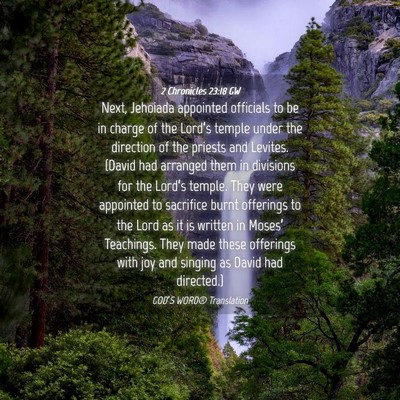 Picture 04 - 2 Chronicles 23:18 GW - Next, Jehoiada appointed officials to be in - Bible Verse Picture
