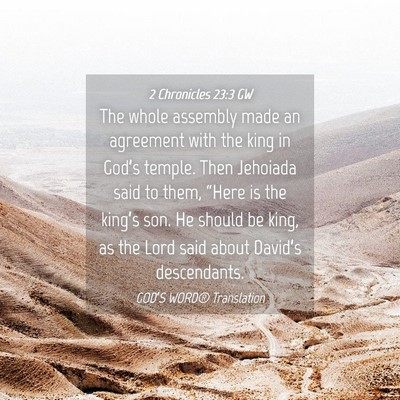 Picture 04 - 2 Chronicles 23:3 GW - The whole assembly made an agreement with the - Bible Verse Picture
